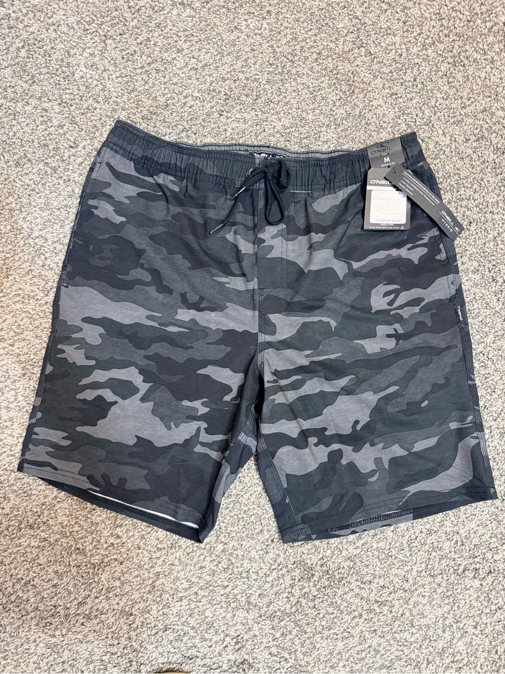 O'Neill Men's Black Gray And Green Camo Swim Trunks